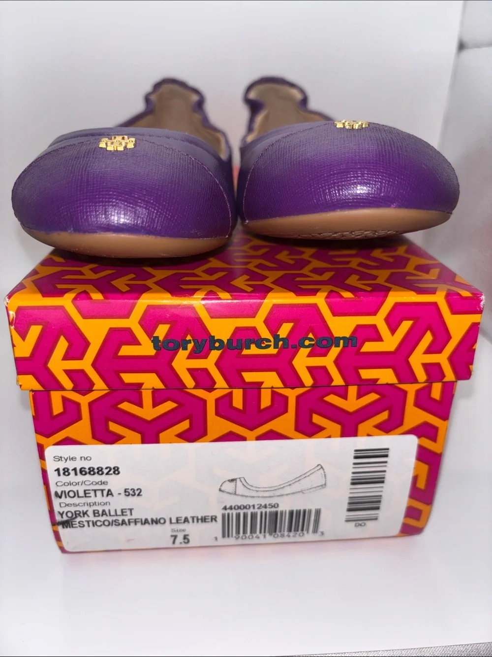 Tory Burch Violetta Leather Logo Ballet Flats